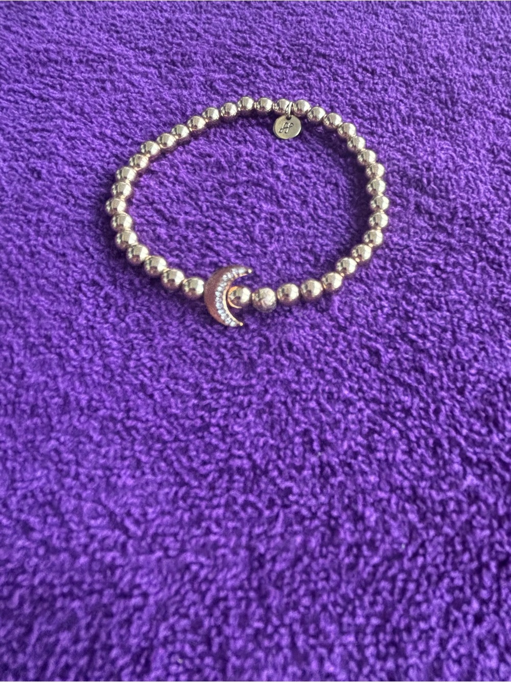Soul Stacks Gold Beaded Moon Charm Stretch Bracelet